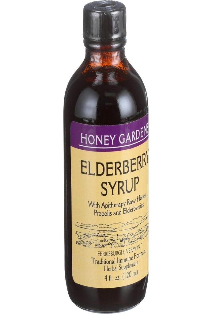 HONEY GARDEN APIARIES Apitherapy Elderberry Honey Syrup, 4 FZ