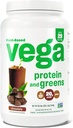 Vega Protein and Greens Protein Powder, Chocolate - 20g Plant Based Protein Plus Veggies, Vegan, Non GMO, Pea Protein for Women and Men, 2.1bs