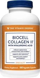 The Vitamin Shoppe Biocell Collagen II with Hyaluronic Acid 1000mg - Promotes Healthy Skin, Joints & Cartilage - Supports Hydration & Elasticity - for Daily Wellness (60 Vegetable Capsules)