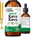 Wild & Organic Kava Kava Tincture 400 mg - Mood Support Supplement - Calming Root Extract Liquid Drops - 2-Month Supply - Vegan, Sugar & Alcohol-Free Drops - 2 fl oz