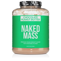 NAKED Vegan Mass - Chocolate Peanut Butter - 1,290 Calories, Nothing Artificial, All Natural Chocolate PB Weight Gainer Protein Powder, Non-GMO, Soy & Gluten Free - 8LB Bulk - 11 Servings
