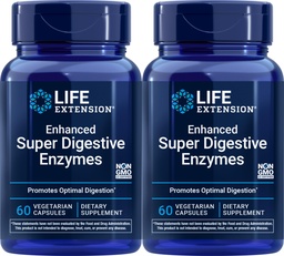 Life Extension Enhanced Super Digestive Enzymes, 60 Vegetarian Capsules (Pack of 2)