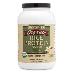 NutriBiotic Certified Organic Rice Protein Vanilla, 3 Lb. | Low Carbohydrate Vegan Protein Powder | Raw, Certified Kosher & Keto Friendly | Made Without Chemicals, GMOs & Gluten | Easy to Digest