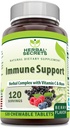 Herbal Secrets Immune Support with Vitamin C & Elderberry | Berry Flavor Chewable Tablets | 120 Count | Non-GMO | Glute-Free | Made in USA