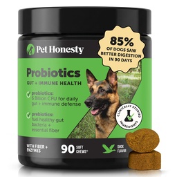 6 Billion CFU Dog Probiotics with Prebiotics, Digestive Enzymes, & Fiber - Relief for Occasional Diarrhea, Gas, Bloating & Itchy Skin - Daily Gut Health & Immune Support for All Dogs (Duck, 90 Ct)