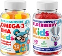 DR. MORITZ Cardio & Immune Boost Duo - Kids Omega 3 Gummies (90 Count) with Elderberry Gummies for Kids (60 Count)