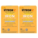 Vitron-C Iron Supplement, Once Daily, High Potency Iron Plus Vitamin C, Support Red Blood Cell Production, Dye Free Tablets, 60 Count, 2 Pack