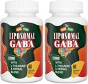 Liposomal GABA with L-Theanine Supplements 1200mg - High Absorption GABA Complex with Ashwagandha, Chamomile, Tart Cherry Herbal Supplements for Men and Women, 120 Softgels