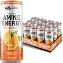 Optimum Nutrition Amino Energy Sparkling Hydration Drink, Electrolytes, Caffeine, Amino Acids, BCAAs, Sugar Free, Orange Blast, 12 Fl Oz, 12 Pack (Packaging May Vary)