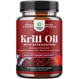 Krill Omega 3 Fish Oil Softgels - Concentrated Krill EPA & DHA Fish Oil Omega 3 Supplement for Women & Men for Immune Support, Healthy Brain & Heart Health - Burpless Fatty Acids Supplement - 30 Count