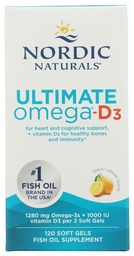 Nordic Naturals, Ultimate Omega-D3, Lemon, 1000 mg, 120 Soft Gels