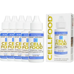 Cellfood Oxygen Boost - 1 fl oz, 5 Pack - Liquid Oxygen Supplement for Lymphatic Drainage, Altitude Sickness, Jet Lag, Fatigue, Headaches, Hangovers & Energy - Gluten Free, Cert. Kosher