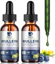 Mullein Drops for Lungs, Lung Detox & Cleanse, Vegan Mullein Leaf Extract Tincture with Chlorophyll Elderberry, etc, Natural Herbal Supplement for Respiratory, Immune, 60 Servings
