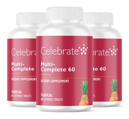 Celebrate Vitamins Multi-Complete Chewables, 60mg Iron – Daily Bariatric Multivitamin for Sleeve Gastrectomy & Gastric Bypass Surgery Patients – Essential Vitamins & Minerals - Tropical (180 Tablets)