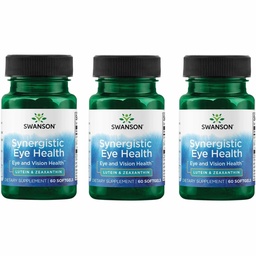 Swanson Lutein & Zeaxanthin Synergistic Eye Health Vision Retina Macula Supplement (Lutein 20 mg & OmniXan Zeaxanthin 2 mg) 60 Softgels Sgels (3 Pack)