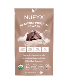 NUFYX® Family Owned Protein Powder, Organic Plant-Based, Made with 100% USA Grown Peas, 18g Protein for 100 Calories, Only 7 Ingredients, Digestive Support (Dreamy Chocolate, Packet)