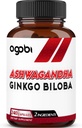 agobi 1600mg Ashwagandha with Ginkgo Biloba Supplement - Super Extract Formula for Immune System, Energy Production, Memory Health & Focus - 240 Veggie Capsules