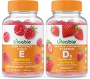 Lifeable Vitamin E + Vitamin D 10000 IU, Gummies Bundle - Great Tasting, Vitamin Supplement, Gluten Free, GMO Free, Chewable Gummy