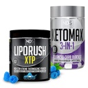LIPORUSH NDS Nutrition XTP Thermogenic Blue Berry Snow Cone (45 Servings) and Keto-Max Advanced 3-in-1 Pills Carb Blocker Appetite Suppressant (90 Capsules)
