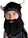 Beard Head Viking Looter - Original Handmade Knit Helmet and Removable Black Beard