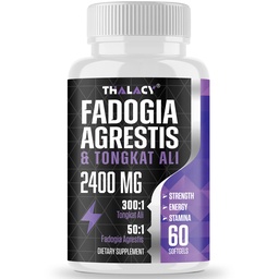 2400mg Fadogia Agrestis Tongkat Ali Supplement - Fadogia Agrestis 1400mg & Tongkat Ali 1000mg Ultra Blend, Maximum Strength, Muscle Mass & Athletic Performance, 60 Softgels