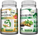 GreeNatr Premium Bundle for Holistic Well-Being: Organic Ashwagandha Capsules, with Black Pepper for Stress Relief, Plus Ginseng + Ginkgo Biloba Tablets, a Traditional Energy Booster.