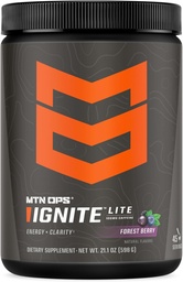 MTN OPS Ignite Lite Energy Drink Powder Gluten Free Nitric Oxide Supplement Drink Mix, L Arginine, L Citrulline, Caffeine & Nootropic Sugar Free Drink Mix, 45 Servings, Forest Berry