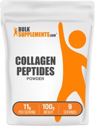 BulkSupplements.com Collagen Peptides Powder - Bovine Collagen Powder, Powdered Collagen Supplement - Hydrolyzed & Gluten Free, 11g per Serving, 100g (3.5 oz) (Pack of 1)