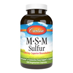 Carlson - M-S-M Sulfur, 1000 mg - Superior Bioavailability, Joint Function, Connective Tissue Support & Healthy Skin, 300 Vegetarian Capsules
