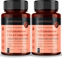 pureclinica Inflammease Ultra Complete (Resveratrol, Ginger, ALA, Spirulina, Curcumin- 5 Supplements in one) 1305mg x 180 Tablets - 2 Bottles of 90 Tablets - 6 Months Supply!