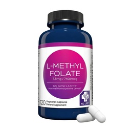 MD Life L-Methylfolate 7.5 mg Supplement - Professional-Grade Active Lmethylfolate Supplement - 120 Capsules - L-Methylfolate 7.5mg - Maximum Potency MTHFR W/Essential Amino Acids