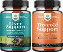 Bundle of Liver Cleanse Detox & Repair - Silymarin Milk Thistle Dandelion Root, Beetroot & Artichoke Extract & Thyroid Support - L Tyrosine, Bladderwrack, Selenium & Ashwagandha for Hormone Balance