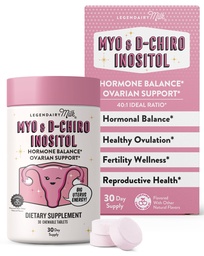Legendairy Milk Myo Inositol and D Chiro Inositol Supplement for Women, 40:1 Ratio, Sugar Free, Vegan, Chewable Tablets, Cherry Flavor, 30 Day Supply
