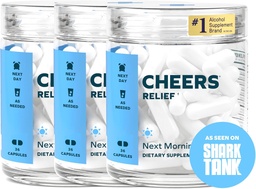 Cheers Relief | Next Morning Aid with Ginger + White Willow Bark | Feel Better After Drinking | 36 Doses | Ginger, White Willow Bark, L-Theanine, Caffeine