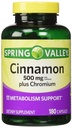 Spring Valley - Cinnamon 500mg Plus Chromium, Twin Pack, 2 Bottles of 180 Capsules