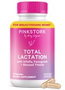 Pink Stork Total Lactation Supplement for Breast Milk Supply, Organic Fenugreek and Alfalfa to Support Breastfeeding, Milk Flow, and Production, Postpartum Essentials - 60 Capsules