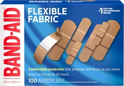 Band-Aid Brand Flexible Fabric Adhesive Bandages for Wound Care & First Aid, Assorted Sizes, 100 ct
