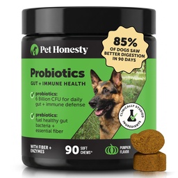 6 Billion CFU Dog Probiotics with Prebiotics, Digestive Enzymes, & Fiber - Relief for Occasional Diarrhea, Gas, Bloating & Itchy Skin - Daily Gut Health & Immune Support for All Dogs (Pumpkin, 90 ct)