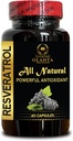RESVERATROL Extract - Immune Support Supplements, Free Radical Defense, Antioxidant for Women, Organic Energy Supplements, Anti-Fatigue Supplements - 1 Bottle 60 Capsules