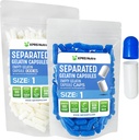 XPRS Nutra Size 1 Gelatin Separated Capsules - 100 Count Empty Pill Capsules Separated in Bags - Empty Pills for DIY Supplement Filling (Blue/White)