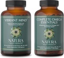 Natura Health Products Vibrant Mind and Complete Omega Essentials Supplement Bundle - Nootropic Brain Supplement for Memory and Focus - Balanced Blend of Omega 3, 6, 7, & 9 Fatty Acids